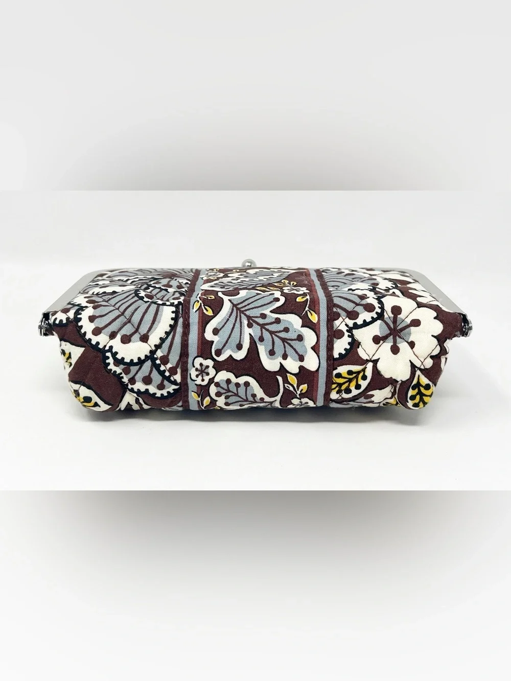 Vera Bradley State Blooms Floral Brown Kiss Lock Clutch/Makeup Bag